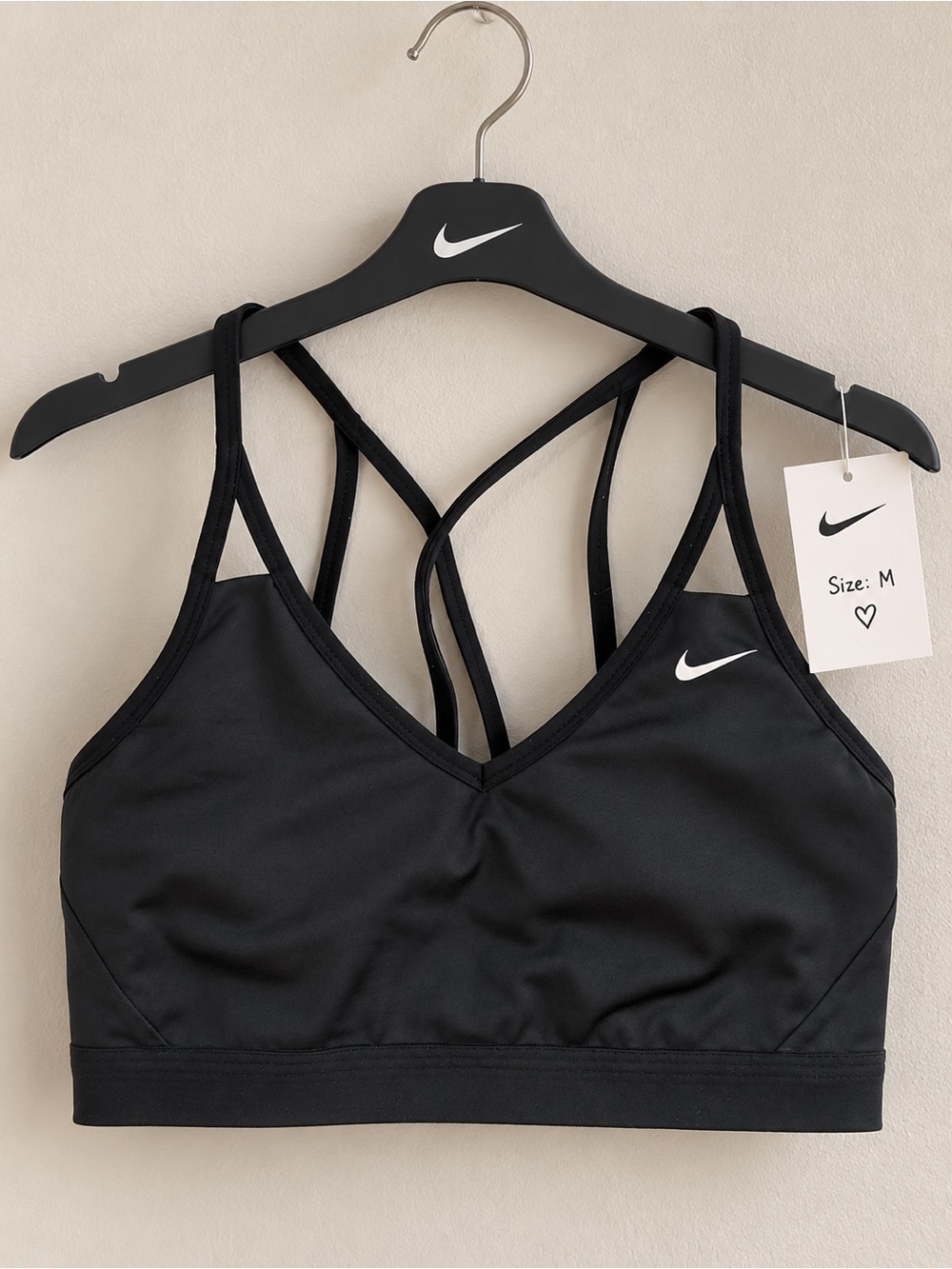 Nike Black Strappy V-Neck Sports Bra with Crisscross Back
